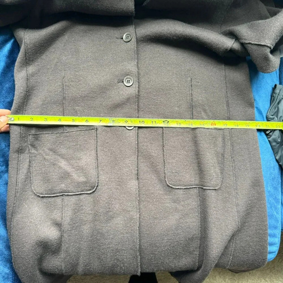 Eileen Fisher 100% Merino Wool Rib Ponte High Collar Jacket Size S,Patch Pocket - Picture 11 of 12